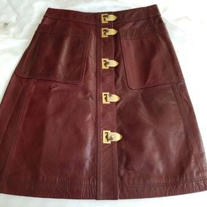 NWOT Tory Burch Red Cordovan leather A-Line skirt size US 6